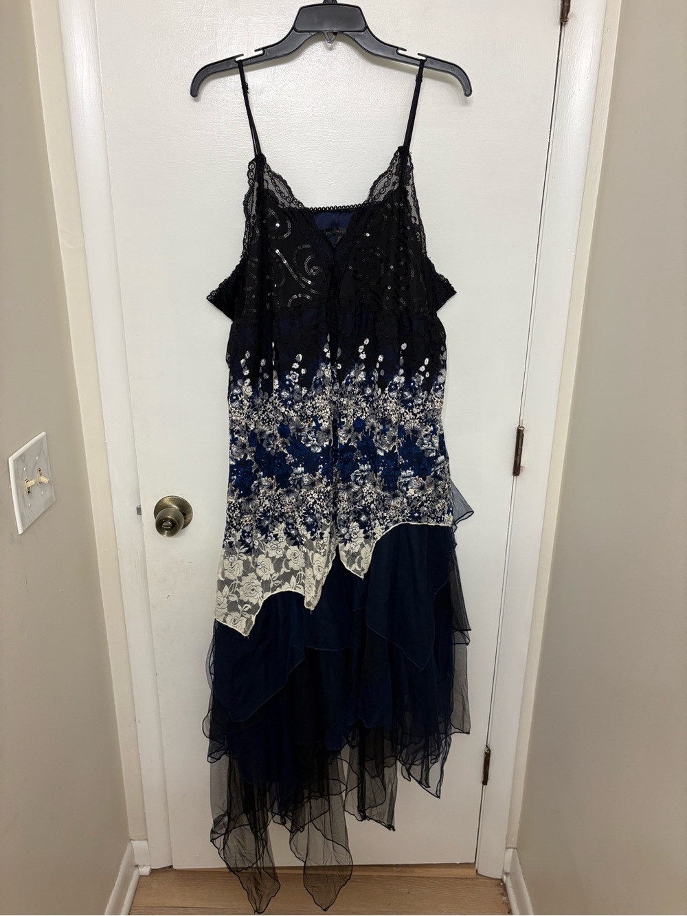 Ever-Pretty Asymmetric Ruffle Lace Tulle Sequin Gown Dress Plus Size 9XL US 26